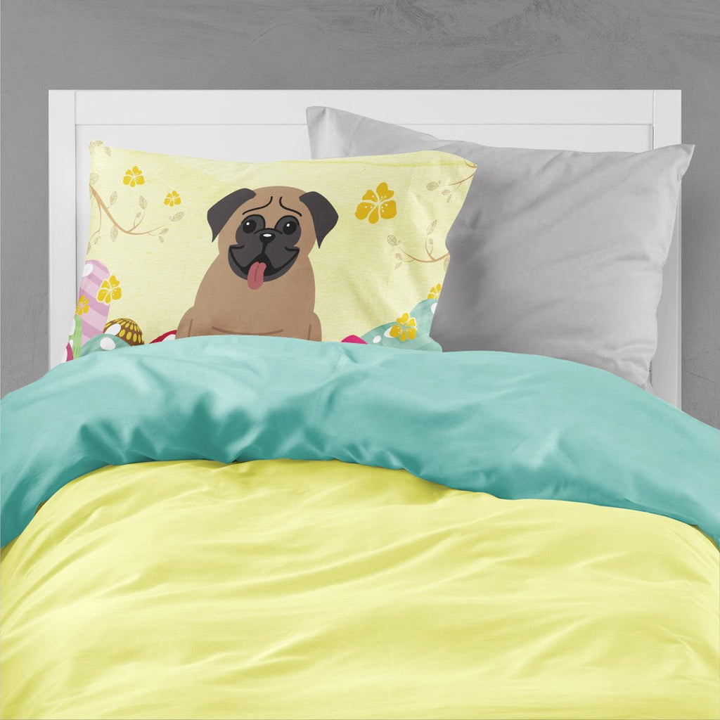 Easter Eggs Pug Brown Standard Pillowcase Lightweight Super Soft Easy Care Decorative Artwork Pillowcase, Standard