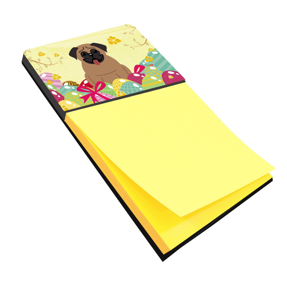Easter Eggs Pug Brown Watercolor Sticky Note Holder Refillable Dispenser Desk Accessory 3x3 Pad Gift