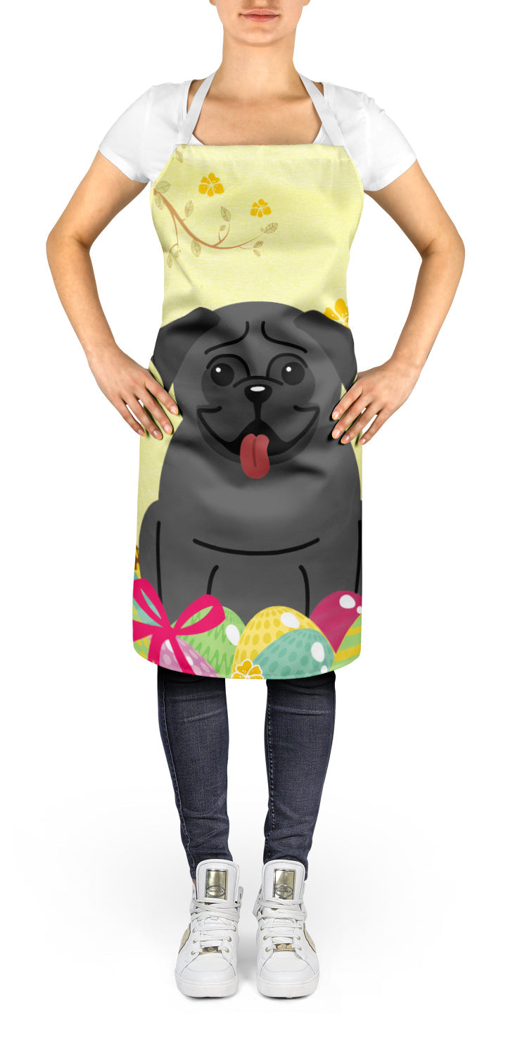 Easter Eggs Pug Black Apron Cooking Kitchen Server Baking Crafts Gardening for Adult Women Men, Unisex, Large, Multicolor