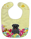 Easter Eggs Pug Black Baby Bib Easy-Clean Baby Bib Baby Feeding Accessory Baby Mealtime Essential, 10 x 13, Multicolor