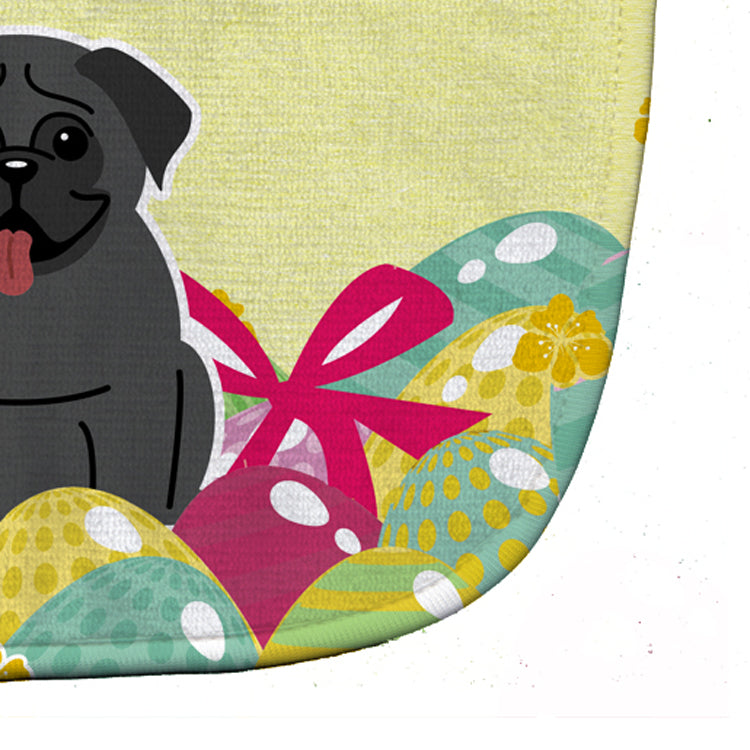 Easter Eggs Pug Black Baby Bib Easy-Clean Baby Bib Baby Feeding Accessory Baby Mealtime Essential, 10 x 13, Multicolor