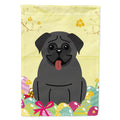 Easter Eggs Pug Black House Flag 28x40 Porch Sleeve Pole Decorative Outside Yard Banner Artwork Wall Hanging, Polyester