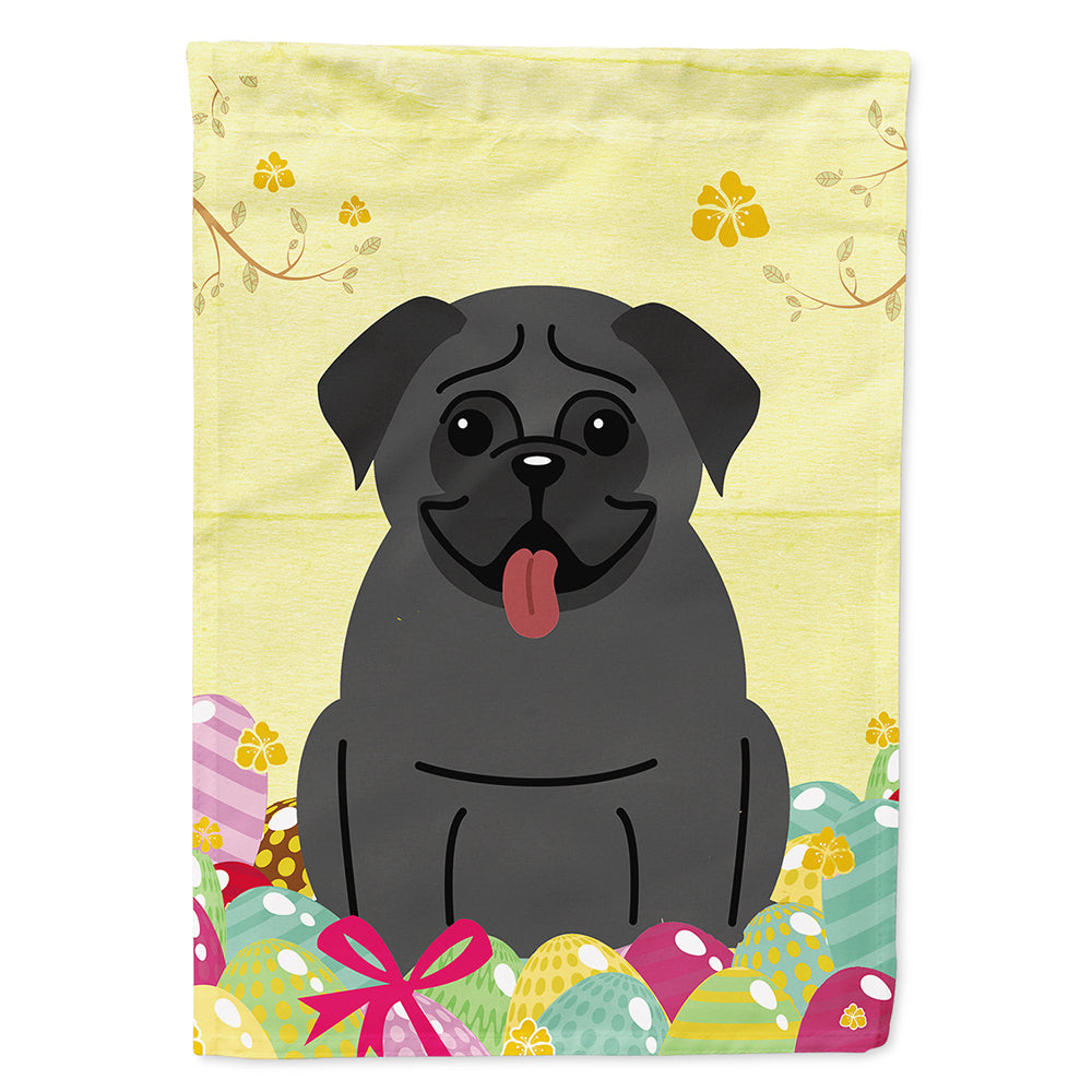 Easter Eggs Pug Black House Flag 28x40 Porch Sleeve Pole Decorative Outside Yard Banner Artwork Wall Hanging, Polyester