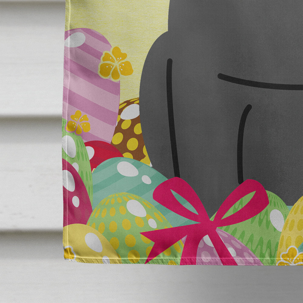 Easter Eggs Pug Black House Flag 28x40 Porch Sleeve Pole Decorative Outside Yard Banner Artwork Wall Hanging, Polyester