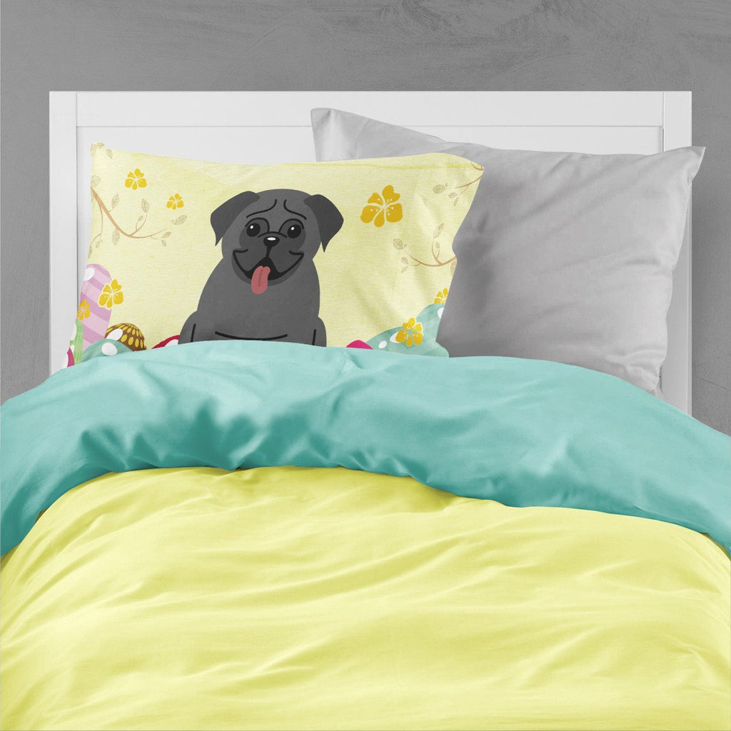 Easter Eggs Pug Black Standard Pillowcase Lightweight Super Soft Easy Care Decorative Artwork Pillowcase, Standard