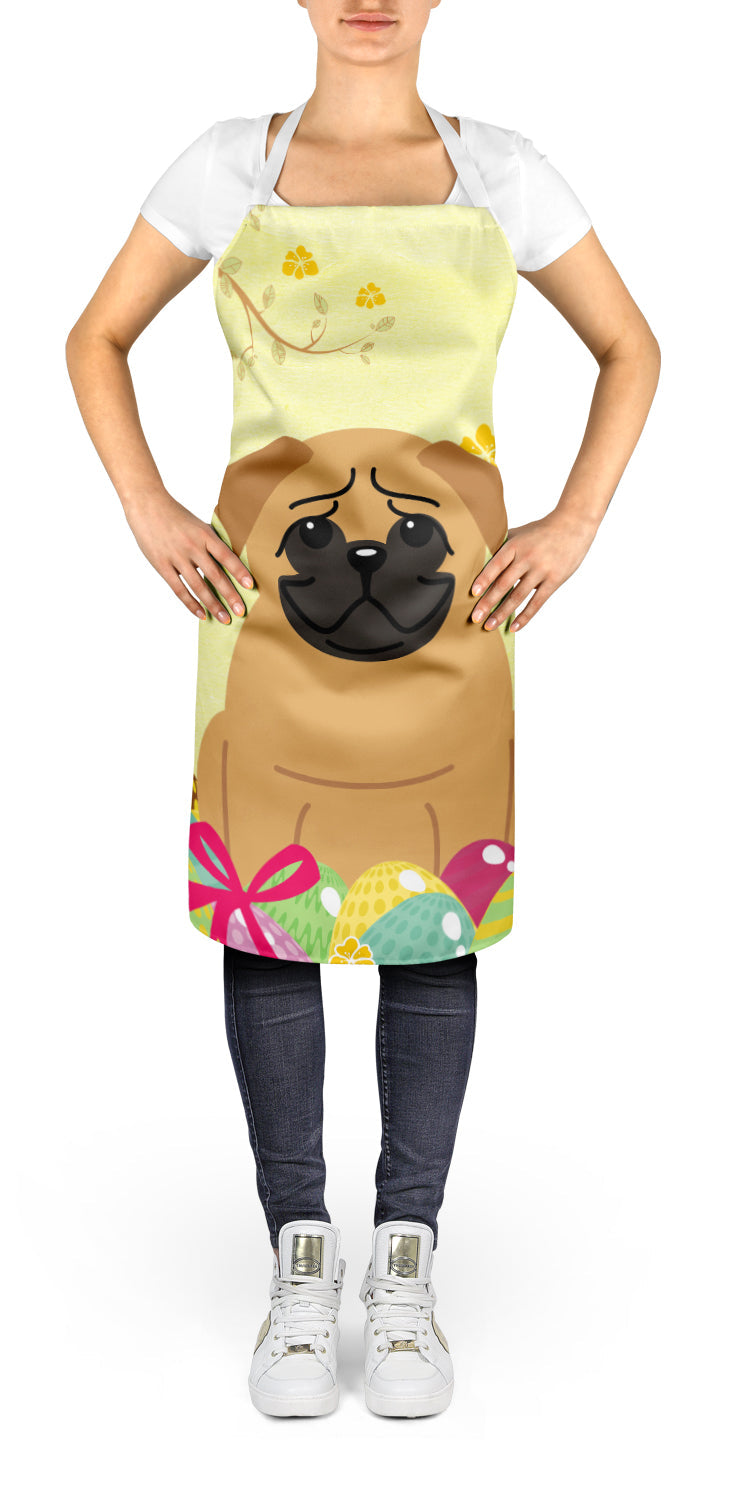 Easter Eggs Pug Brown Apron Cooking Kitchen Server Baking Crafts Gardening for Adult Women Men, Unisex, Large, Multicolor