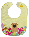 Easter Eggs Pug Brown Baby Bib Easy-Clean Baby Bib Baby Feeding Accessory Baby Mealtime Essential, 10 x 13, Multicolor