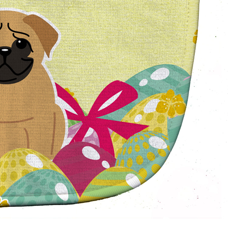 Easter Eggs Pug Brown Baby Bib Easy-Clean Baby Bib Baby Feeding Accessory Baby Mealtime Essential, 10 x 13, Multicolor