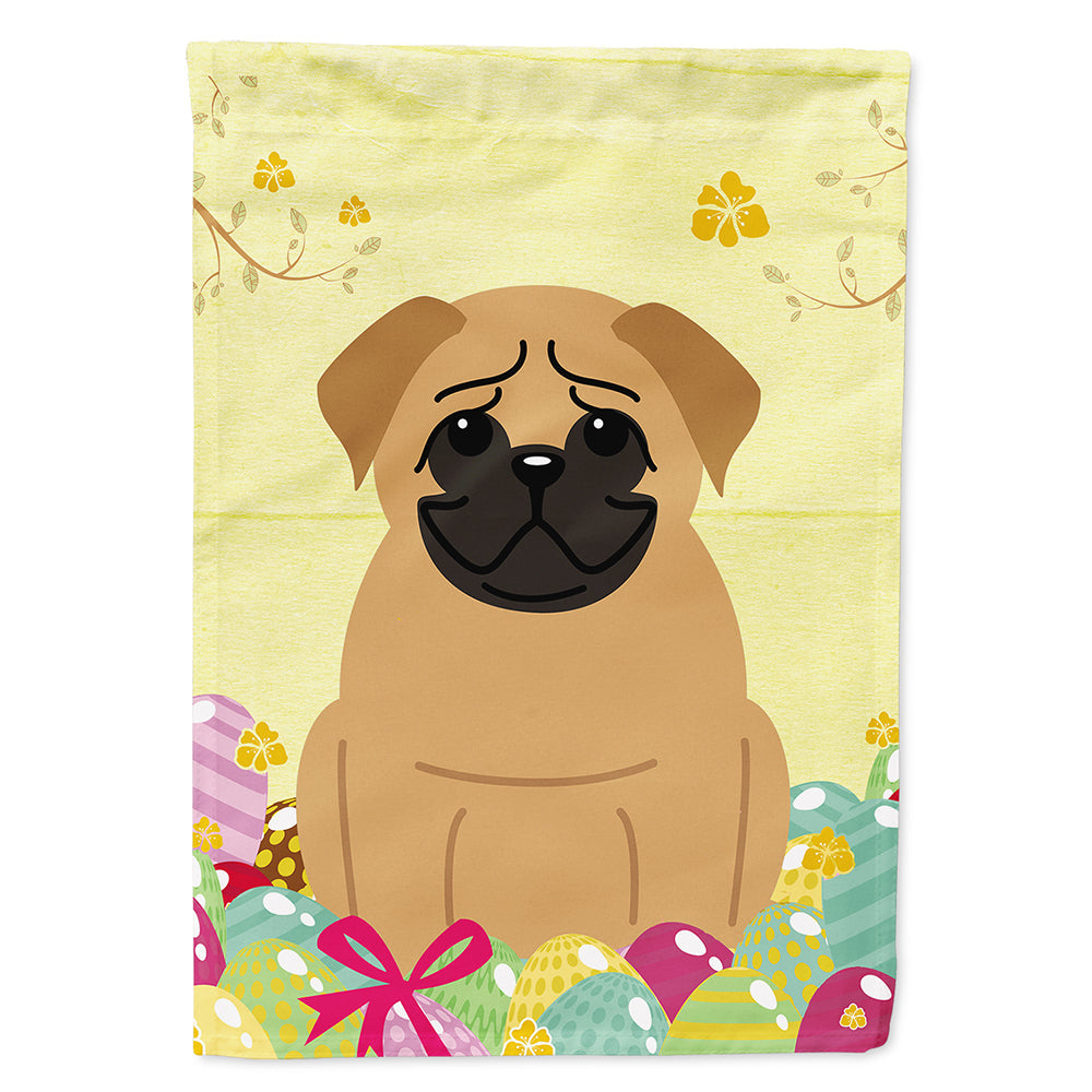 Easter Eggs Pug Brown House Flag 28x40 Porch Sleeve Pole Decorative Outside Yard Banner Artwork Wall Hanging, Polyester