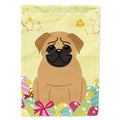 Easter Eggs Pug Brown House Flag 28x40 Porch Sleeve Pole Decorative Outside Yard Banner Artwork Wall Hanging, Polyester