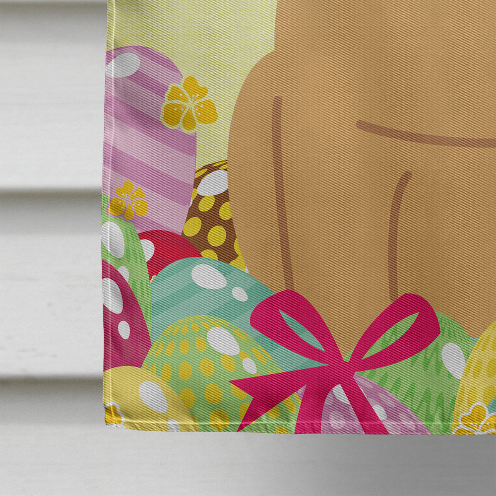 Easter Eggs Pug Brown House Flag 28x40 Porch Sleeve Pole Decorative Outside Yard Banner Artwork Wall Hanging, Polyester