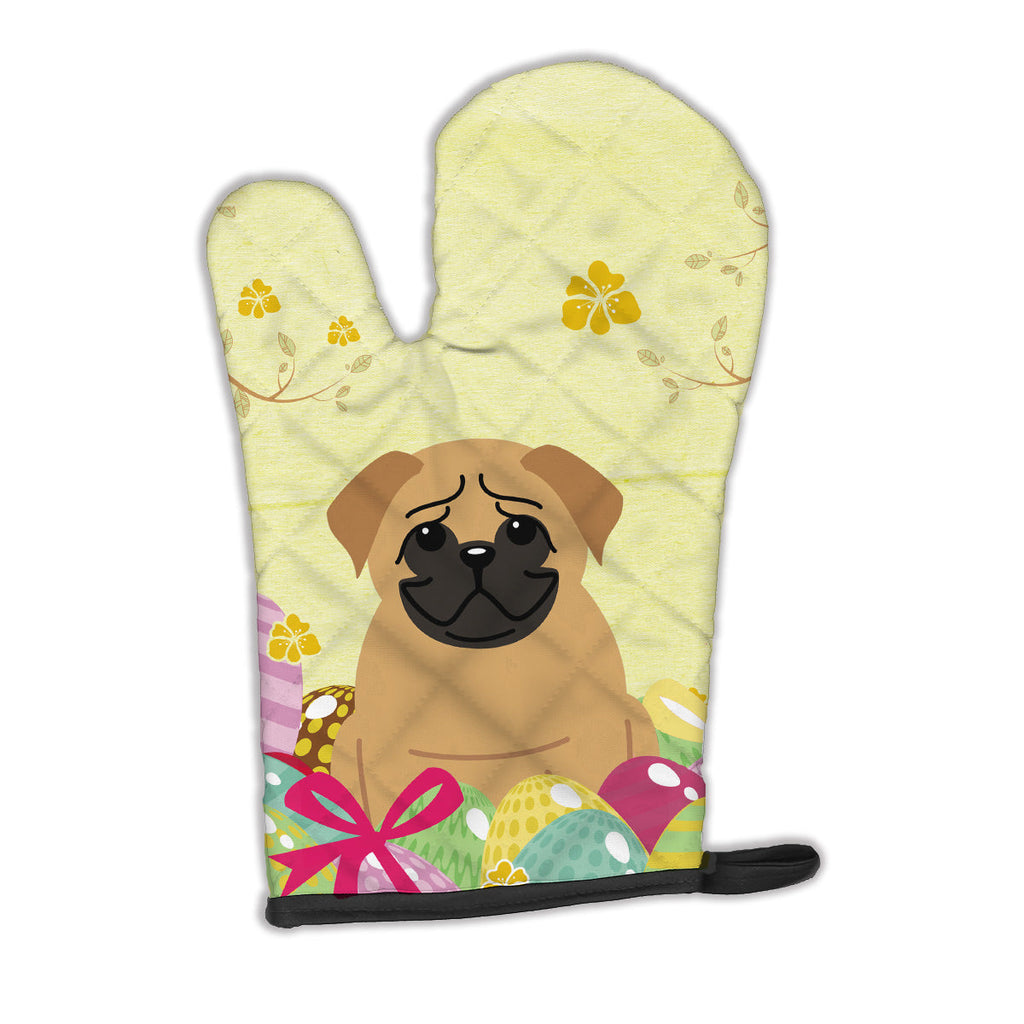 Easter Eggs Pug Brown Oven Mitt Heat Resistant Thick Oven Mitt for Hot Pans and Oven, Kitchen Mitt Protect Hands, Cooking Baking Glove