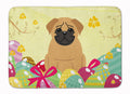 Easter Eggs Pug Brown Memory Foam Kitchen Mat Machine Washable Anti-Fatigue Cushion Comfort Bath or Kitchen Rug