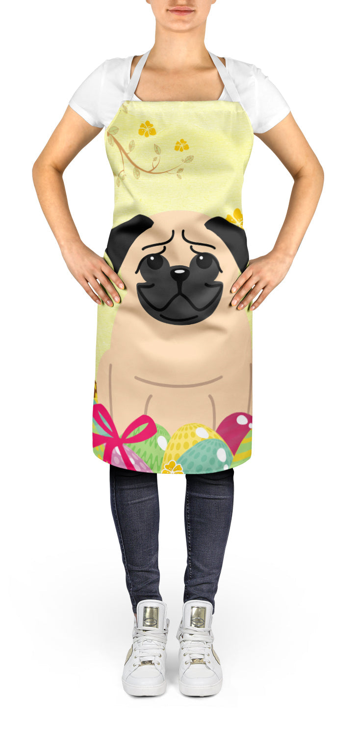 Easter Eggs Pug Fawn Apron Cooking Kitchen Server Baking Crafts Gardening for Adult Women Men, Unisex, Large, Multicolor
