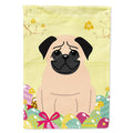 Easter Eggs Pug Fawn House Flag 28x40 Porch Sleeve Pole Decorative Outside Yard Banner Artwork Wall Hanging, Polyester
