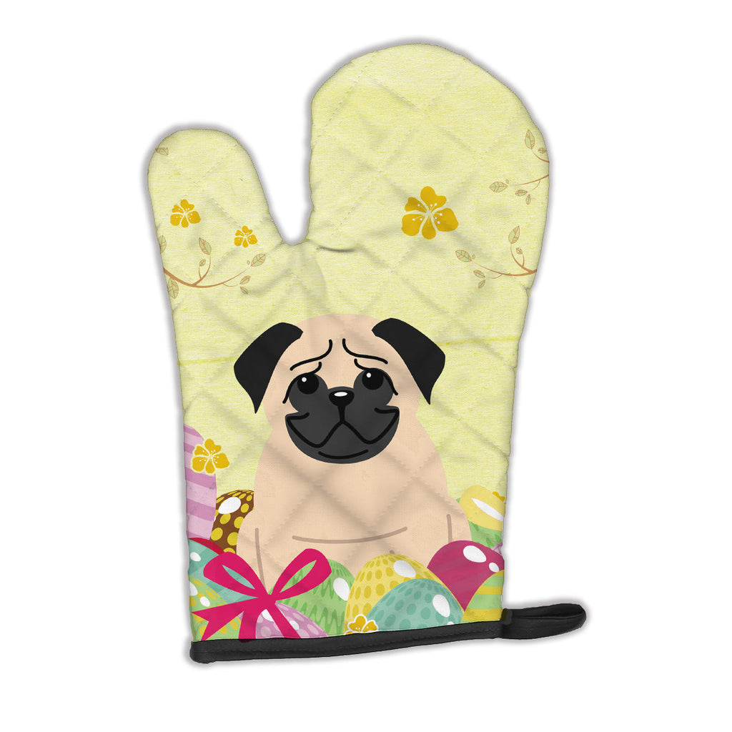 Easter Eggs Pug Fawn Oven Mitt Heat Resistant Thick Oven Mitt for Hot Pans and Oven, Kitchen Mitt Protect Hands, Cooking Baking Glove