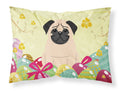 Easter Eggs Pug Fawn Standard Pillowcase Lightweight Super Soft Easy Care Decorative Artwork Pillowcase, Standard