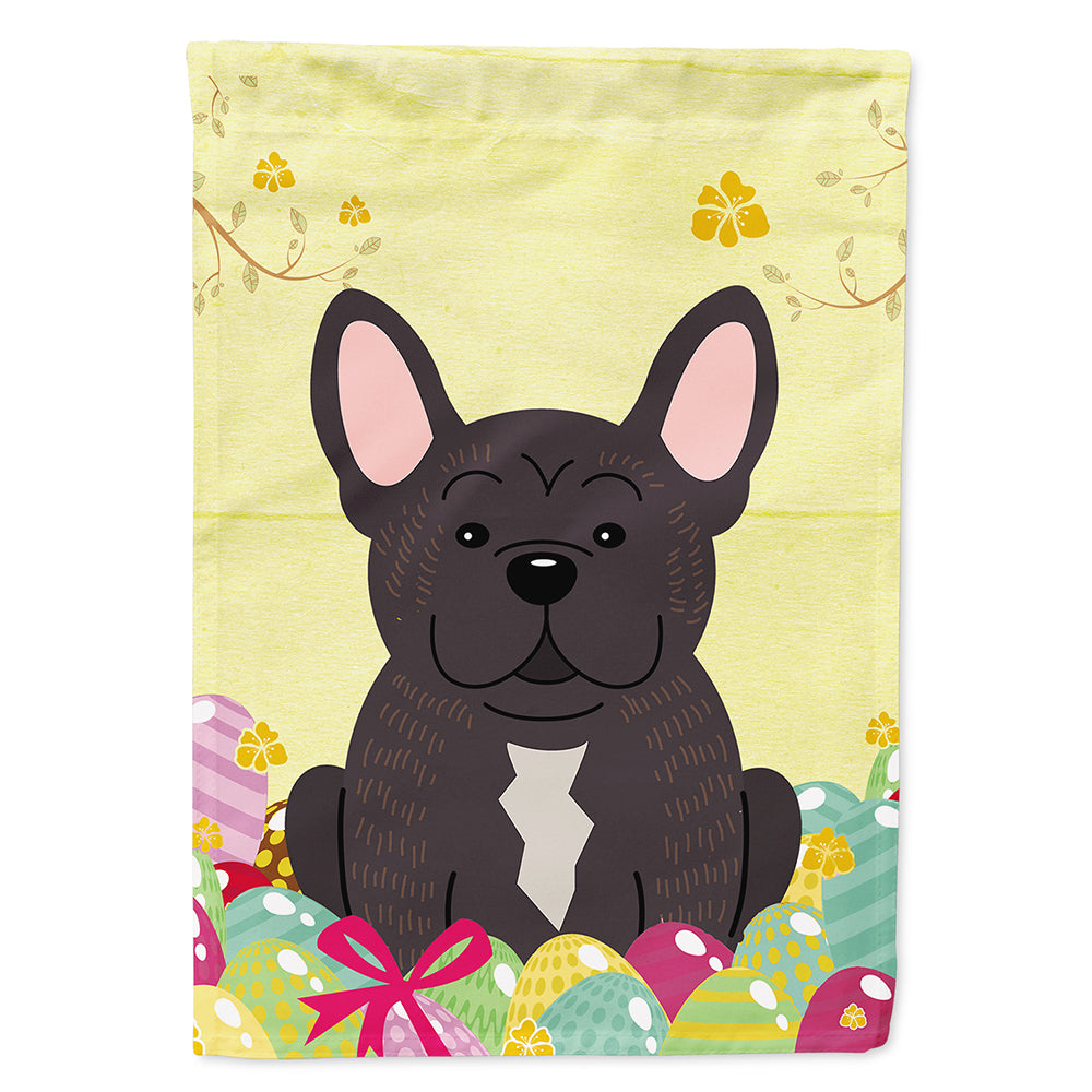 Easter Eggs French Bulldog Brindle House Flag 28x40 Porch Sleeve Pole Decorative Outside Yard Banner Artwork Wall Hanging, Polyester