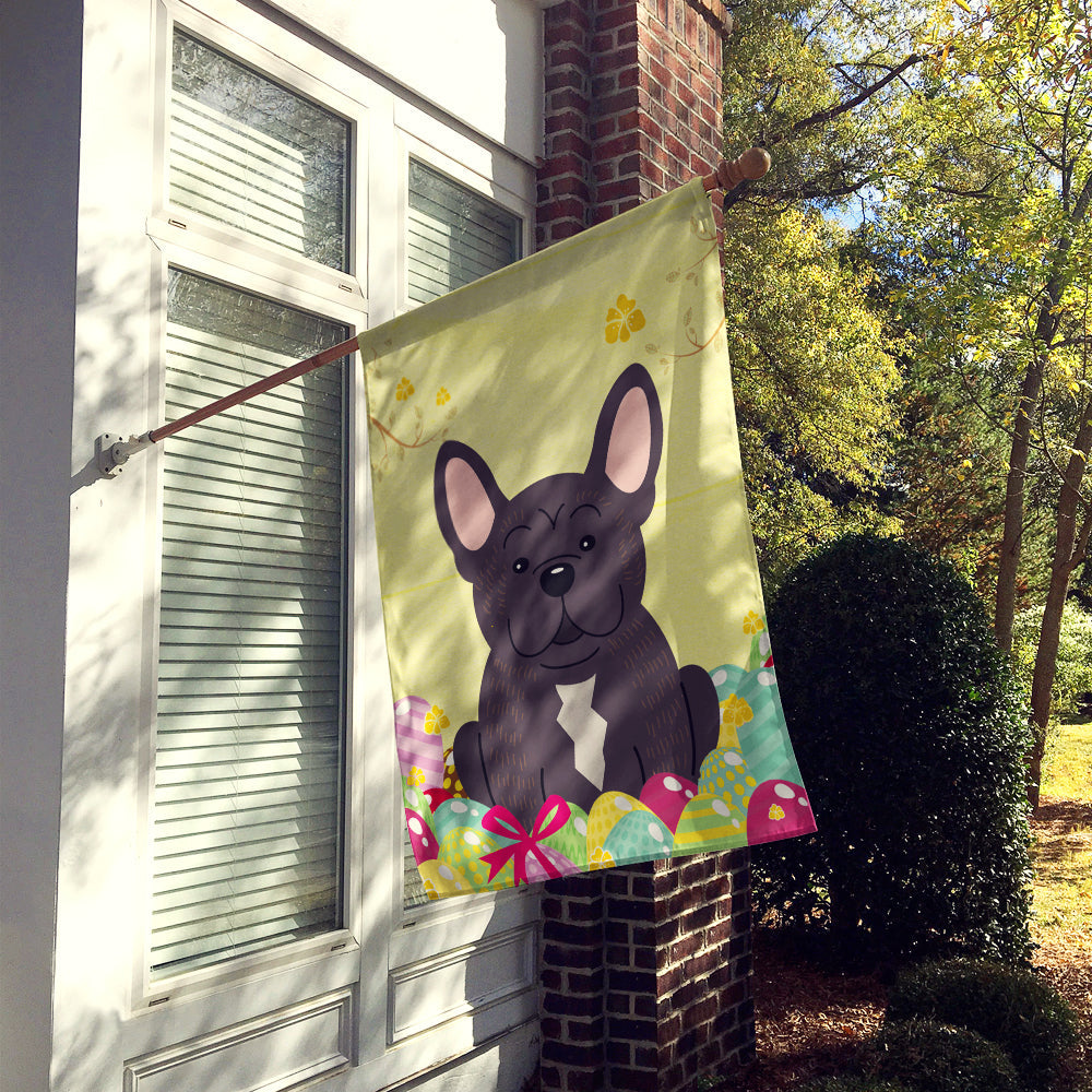 Easter Eggs French Bulldog Brindle House Flag 28x40 Porch Sleeve Pole Decorative Outside Yard Banner Artwork Wall Hanging, Polyester