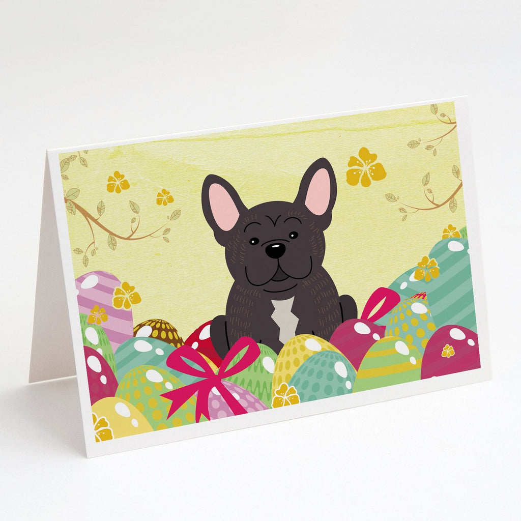 Easter Eggs French Bulldog Brindle Greeting Cards Pack of 8 Blank Cards with Envelopes Whimsical A7 Size 5x7