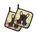 Easter Eggs French Bulldog Brindle Pot Holder Set of 2 Heat Resistant Quilted Hot Pads 7.5 x 7.5 Inch, Insulated Kitchen Trivets for Cooking & Baking