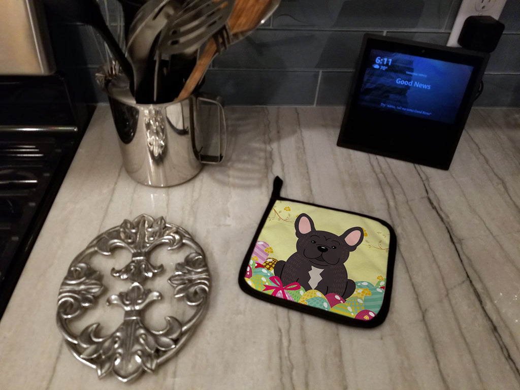 Easter Eggs French Bulldog Brindle Pot Holder Set of 2 Heat Resistant Quilted Hot Pads 7.5 x 7.5 Inch, Insulated Kitchen Trivets for Cooking & Baking