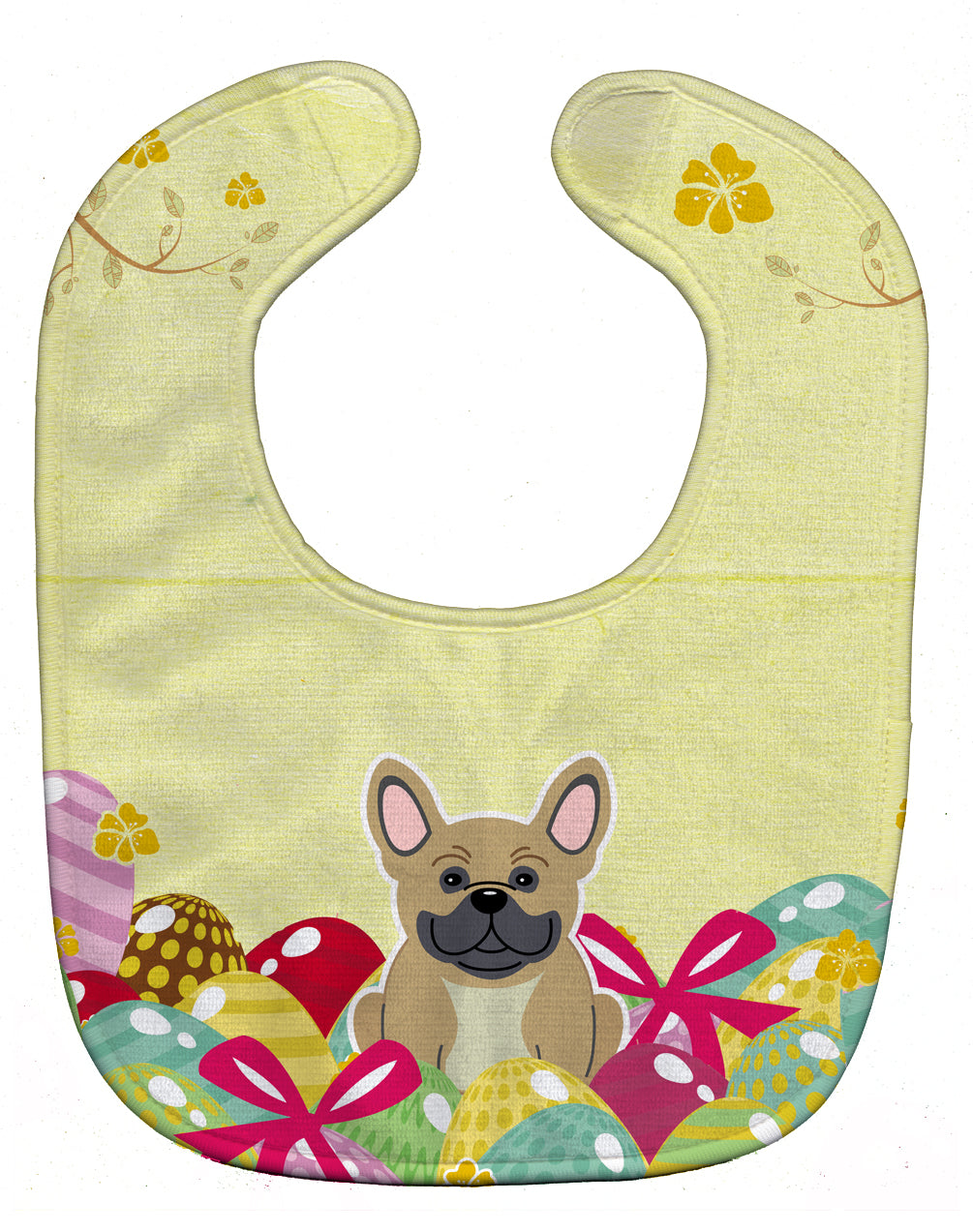 Easter Eggs French Bulldog Cream Baby Bib Easy-Clean Baby Bib Baby Feeding Accessory Baby Mealtime Essential, 10 x 13, Multicolor
