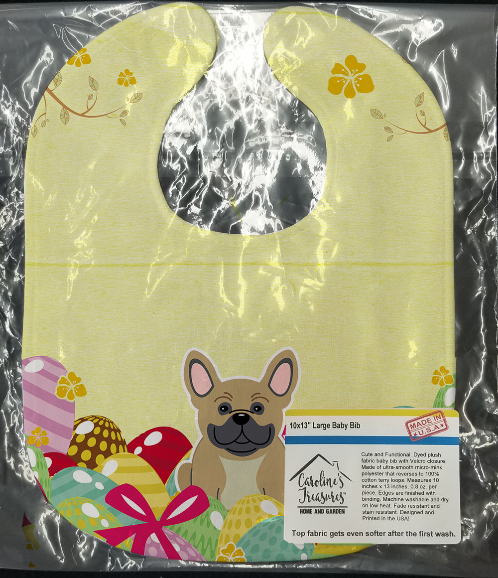 Easter Eggs French Bulldog Cream Baby Bib Easy-Clean Baby Bib Baby Feeding Accessory Baby Mealtime Essential, 10 x 13, Multicolor