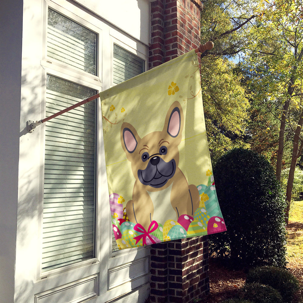Easter Eggs French Bulldog Cream House Flag 28x40 Porch Sleeve Pole Decorative Outside Yard Banner Artwork Wall Hanging, Polyester