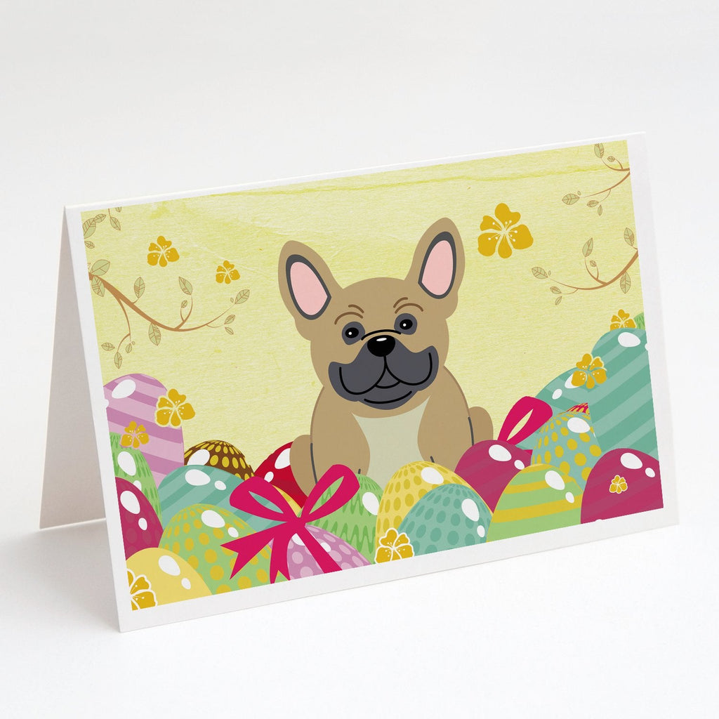 Easter Eggs French Bulldog Cream Greeting Cards Pack of 8 Blank Cards with Envelopes Whimsical A7 Size 5x7