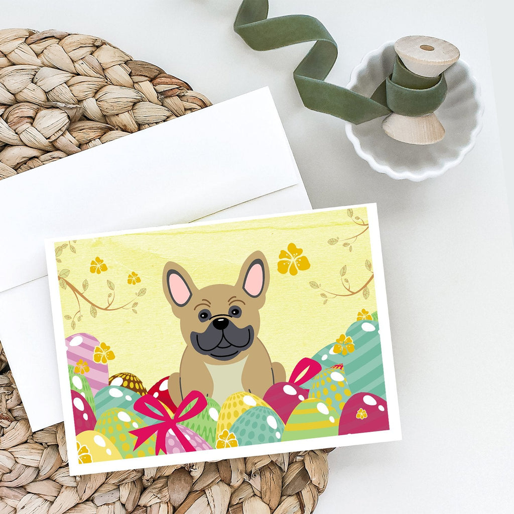 Easter Eggs French Bulldog Cream Greeting Cards Pack of 8 Blank Cards with Envelopes Whimsical A7 Size 5x7