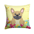 Easter Eggs French Bulldog Cream Decorative Throw Pillow 14x14 Indoor Outdoor Accent Cushion, Fabric Cover with Insert for Sofa, Bed, Porch & Living Room