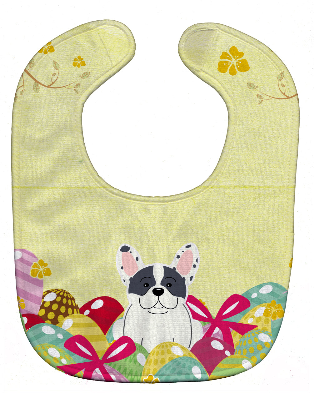 Easter Eggs French Bulldog Piebald Baby Bib Easy-Clean Baby Bib Baby Feeding Accessory Baby Mealtime Essential, 10 x 13, Multicolor
