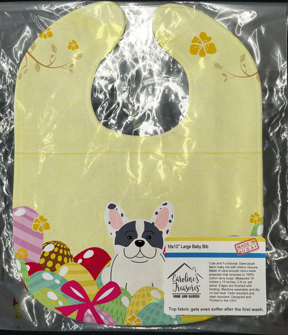 Easter Eggs French Bulldog Piebald Baby Bib Easy-Clean Baby Bib Baby Feeding Accessory Baby Mealtime Essential, 10 x 13, Multicolor