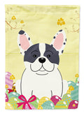 Easter Eggs French Bulldog Piebald House Flag 28x40 Porch Sleeve Pole Decorative Outside Yard Banner Artwork Wall Hanging, Polyester