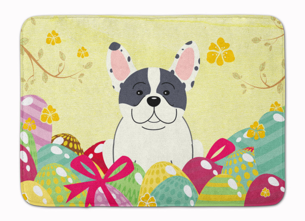 Easter Eggs French Bulldog Piebald Memory Foam Kitchen Mat Machine Washable Anti-Fatigue Cushion Comfort Bath or Kitchen Rug