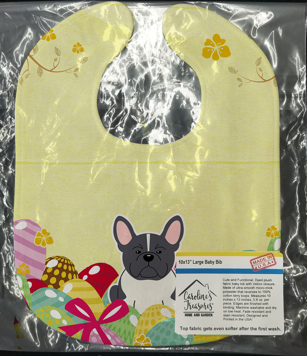 Easter Eggs French Bulldog Black White Baby Bib Easy-Clean Baby Bib Baby Feeding Accessory Baby Mealtime Essential, 10 x 13, Multicolor