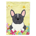Easter Eggs French Bulldog Black White House Flag 28x40 Porch Sleeve Pole Decorative Outside Yard Banner Artwork Wall Hanging, Polyester