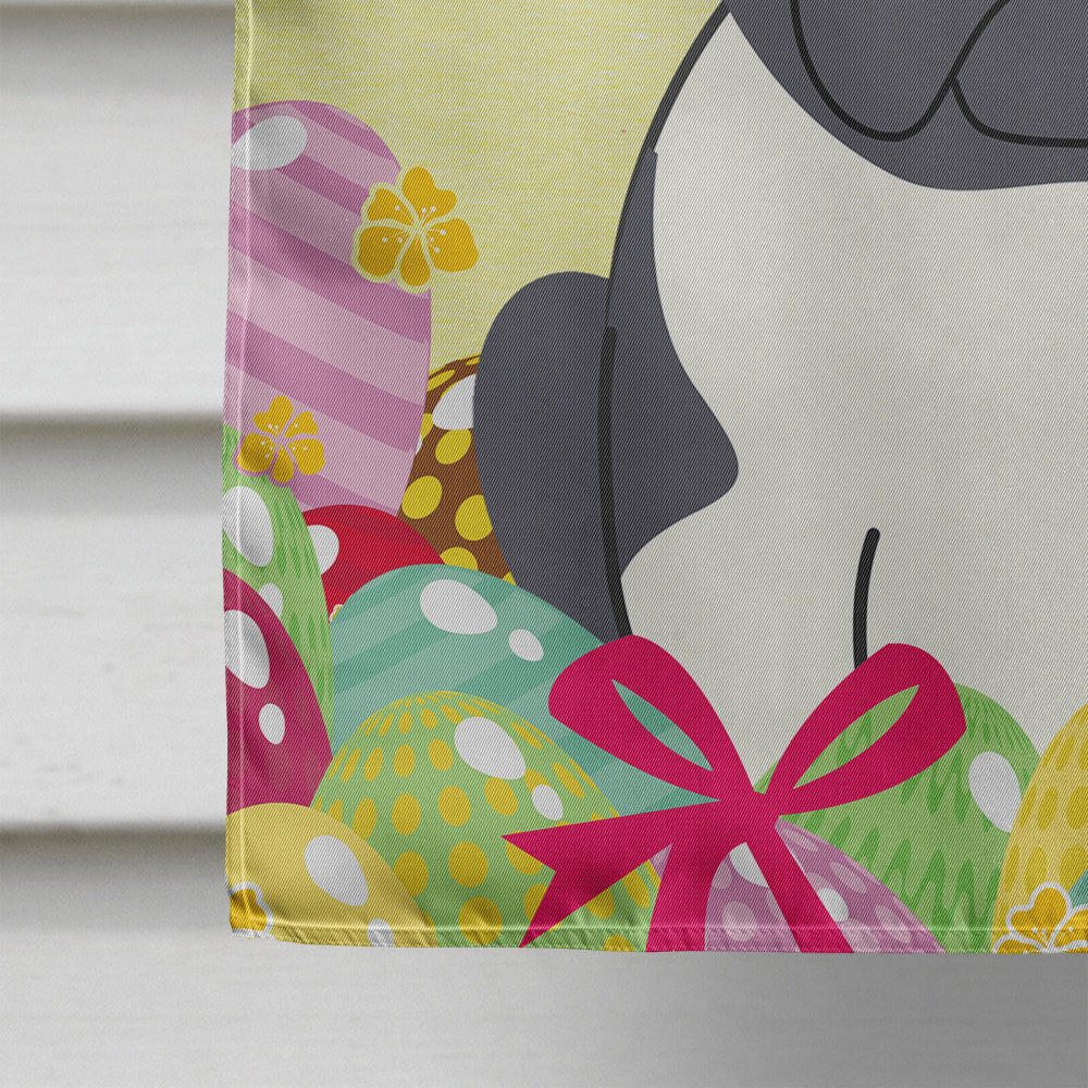 Easter Eggs French Bulldog Black White House Flag 28x40 Porch Sleeve Pole Decorative Outside Yard Banner Artwork Wall Hanging, Polyester