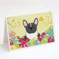Easter Eggs French Bulldog Black White Greeting Cards Pack of 8 Blank Cards with Envelopes Whimsical A7 Size 5x7