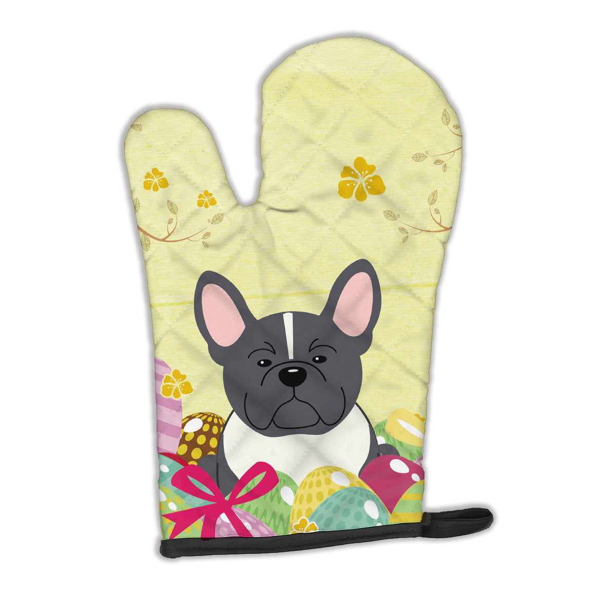 Easter Eggs French Bulldog Black White Oven Mitt Heat Resistant Thick Oven Mitt for Hot Pans and Oven, Kitchen Mitt Protect Hands, Cooking Baking Glove