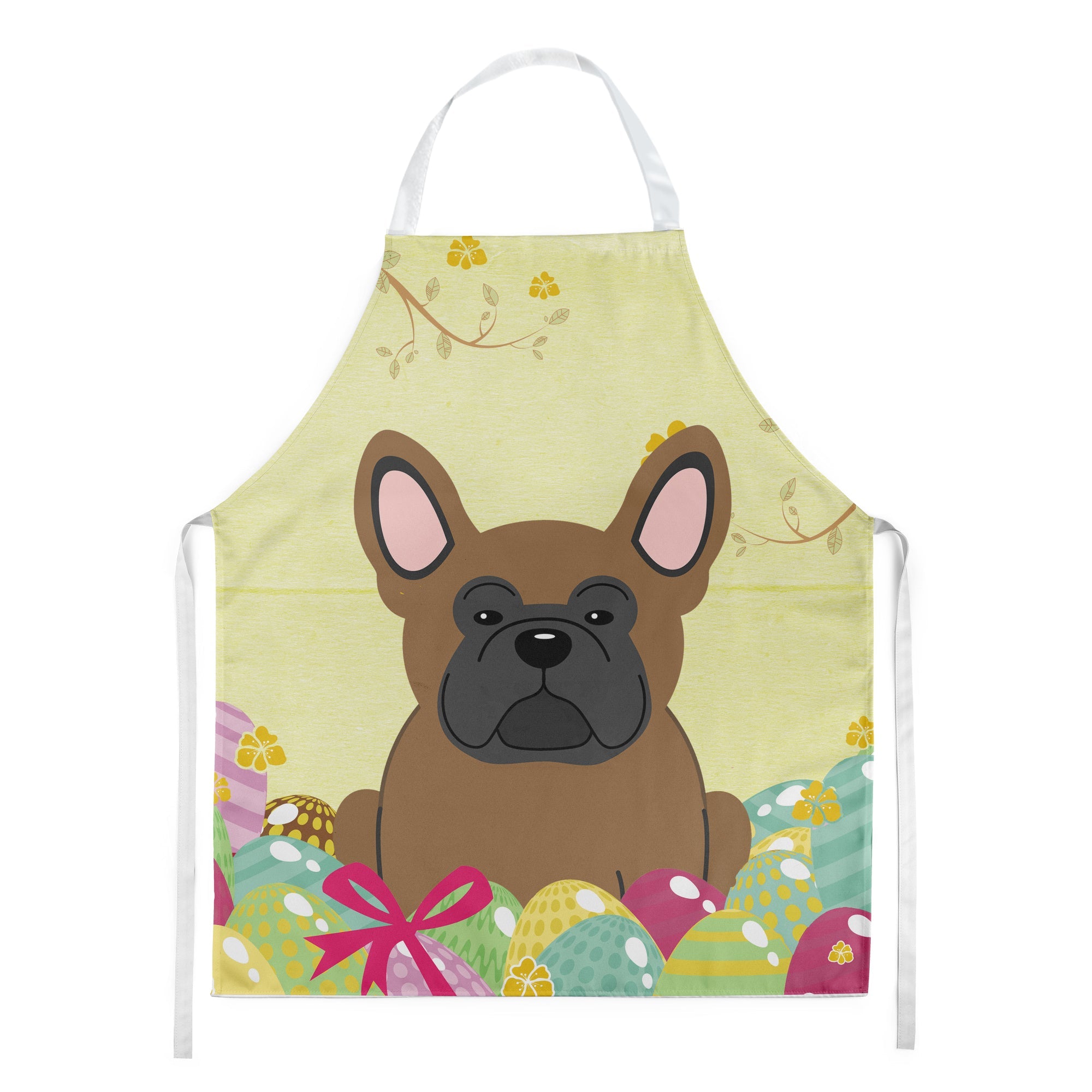 Easter Eggs French Bulldog Brown Apron Cooking Kitchen Server Baking Crafts Gardening for Adult Women Men, Unisex, Large, Multicolor