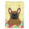Easter Eggs French Bulldog Brown House Flag 28x40 Porch Sleeve Pole Decorative Outside Yard Banner Artwork Wall Hanging, Polyester
