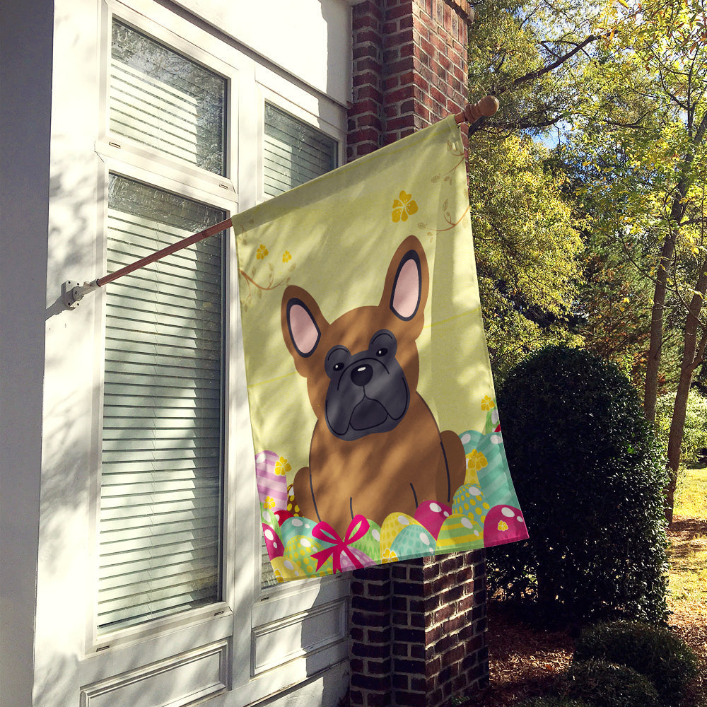 Easter Eggs French Bulldog Brown House Flag 28x40 Porch Sleeve Pole Decorative Outside Yard Banner Artwork Wall Hanging, Polyester