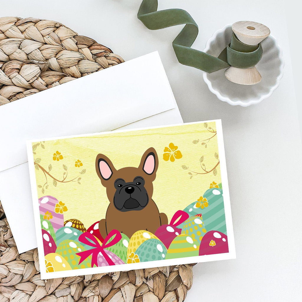 Easter Eggs French Bulldog Brown Greeting Cards Pack of 8 Blank Cards with Envelopes Whimsical A7 Size 5x7
