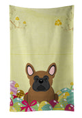 Easter Eggs French Bulldog Brown Kitchen Towel Velour Plush Front and Cotton Loop Back Machine Washable