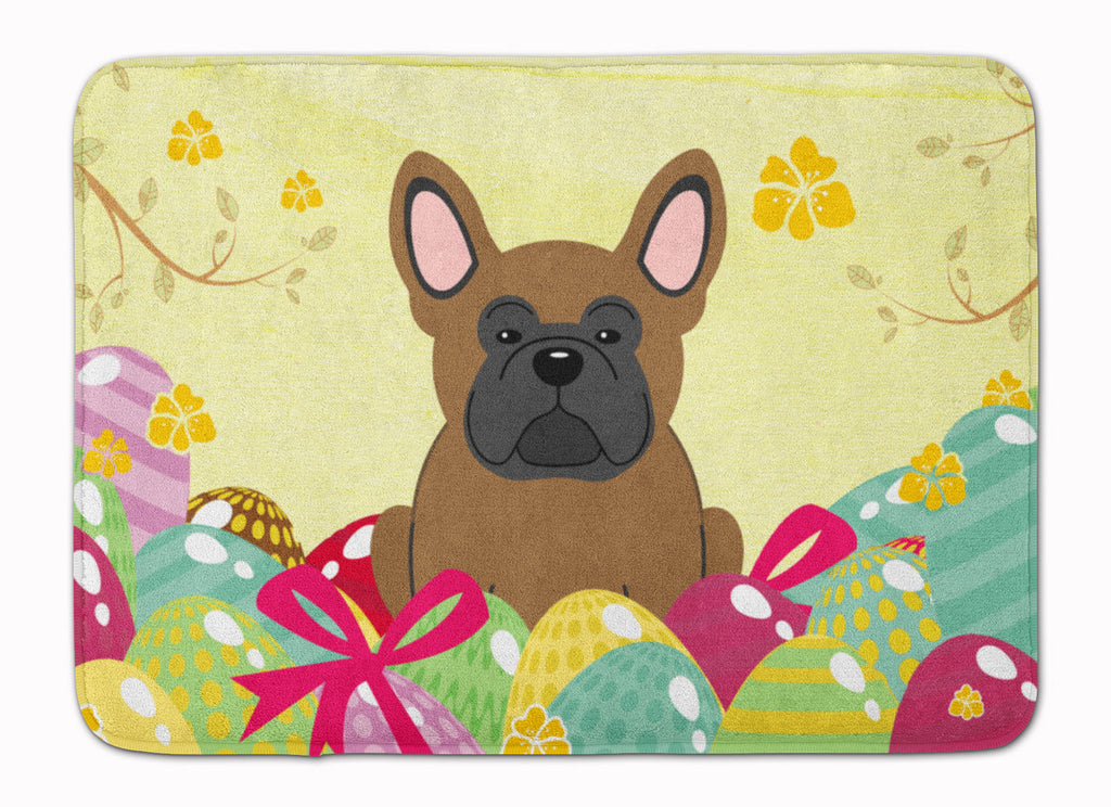 Easter Eggs French Bulldog Brown Memory Foam Kitchen Mat Machine Washable Anti-Fatigue Cushion Comfort Bath or Kitchen Rug