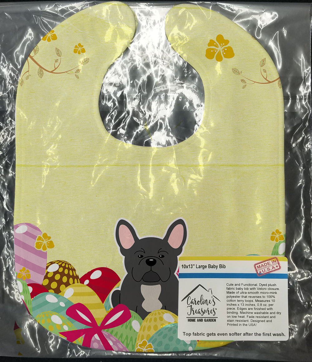 Easter Eggs French Bulldog Black Baby Bib Easy-Clean Baby Bib Baby Feeding Accessory Baby Mealtime Essential, 10 x 13, Multicolor