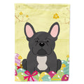 Easter Eggs French Bulldog Black House Flag 28x40 Porch Sleeve Pole Decorative Outside Yard Banner Artwork Wall Hanging, Polyester