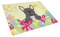 Easter Eggs French Bulldog Black Cutting Board Tempered Glass Kitchen Cutting Surface, Heat Resistant Chopping, Non-Slip Feet, Food Prep & Serving
